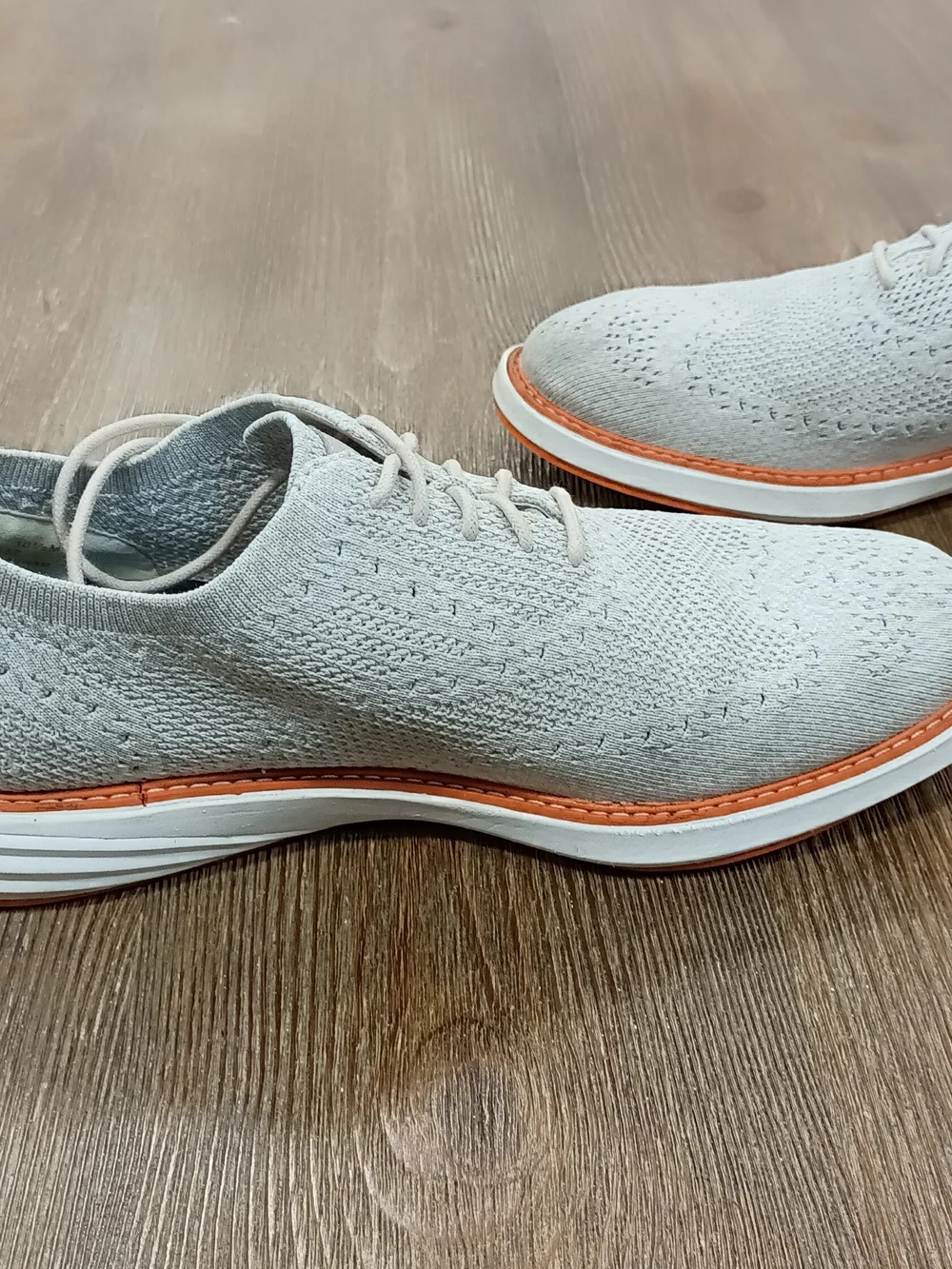 Cole Haan Light Gray Knit Oxfords with Orange Trim